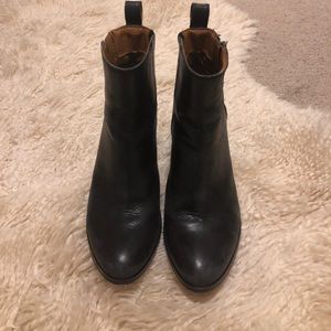 Black leather booties